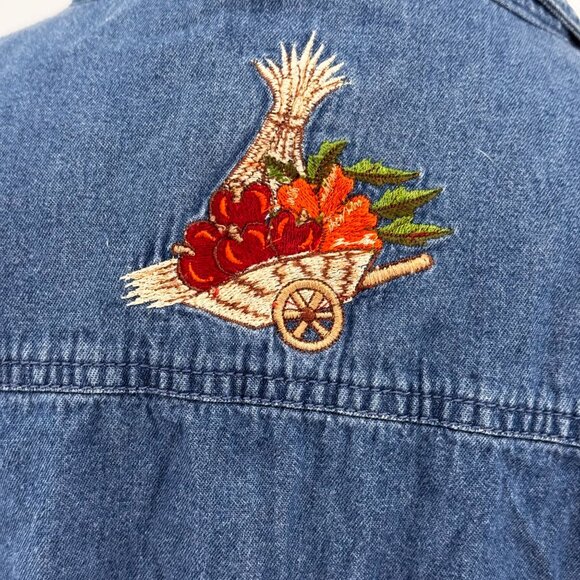 Vtg‎ Bobbie Brooks Denim Shirt Womens 22W 24W Autumn Harvest Embroidery Fall - Picture 7 of 7